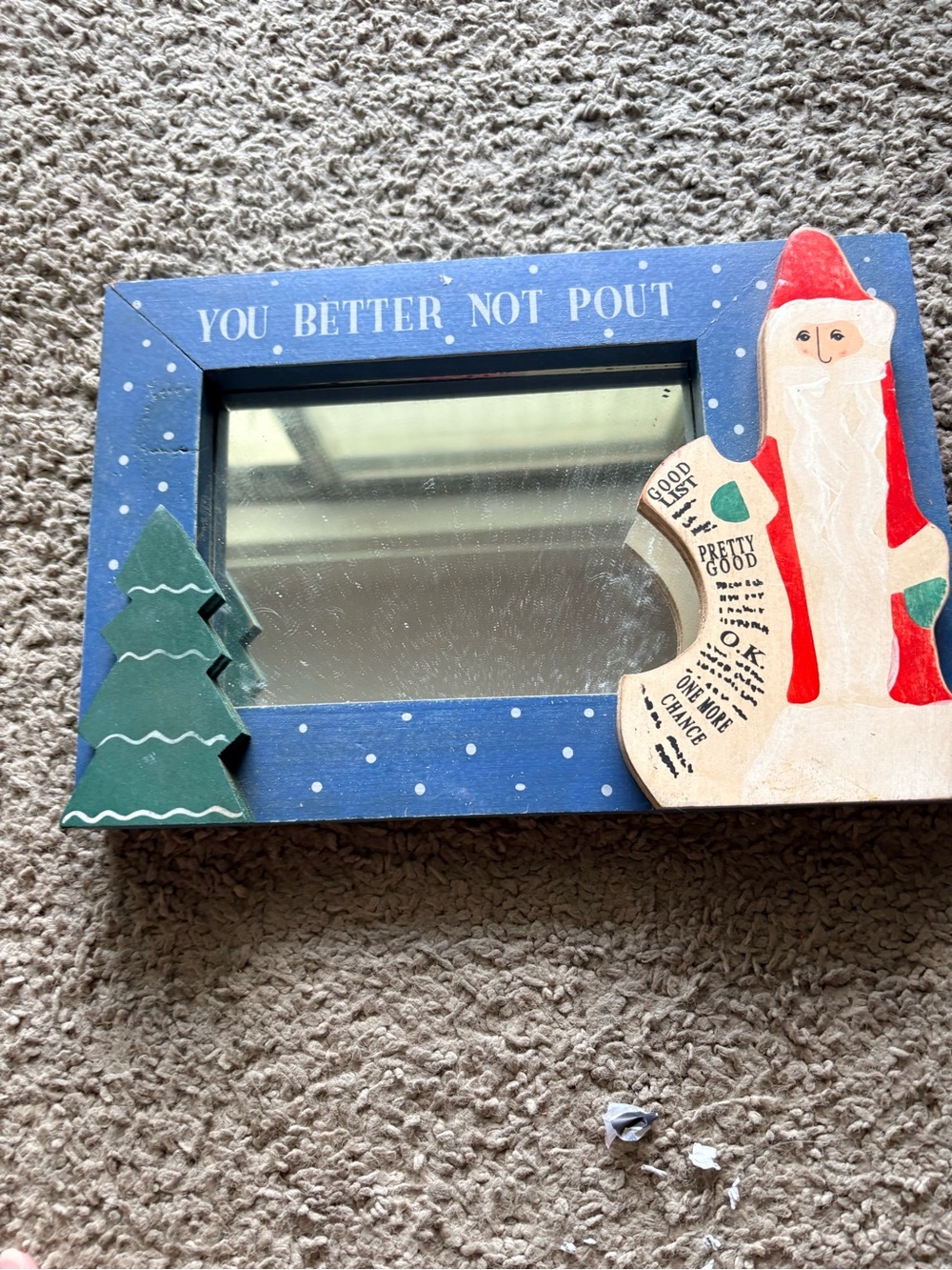 Blue Santa Wall Mirror - Holiday Accent